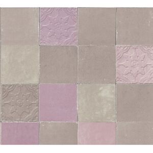 LIVING WALLS Rosa Fliesen Struktur Tapete - Wandbelag LIVING WALLS Rosa Fliesen Struktur Tapete - Wandbelag