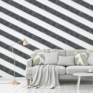 AS Creation Marble Stripe Wallpaper Textured Vinyl Metallic Silver Black White - Wallpaper AS Creation Marble Stripe Wallpaper Textured Vinyl Metallic Silver Black White - Wallpaper
