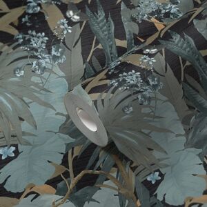 Living Walls Desert Lodge Jungle Wallpaper - Blue & Black - Wallcovering Living Walls Desert Lodge Jungle Wallpaper - Blue & Black - Wallcovering
