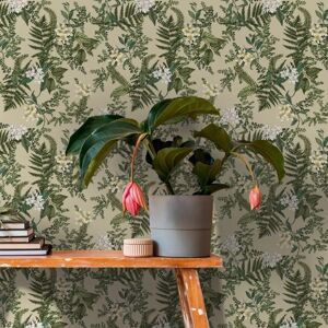 Livingwalls Drawn Into Nature Groene Plantenbehang - Wandbekleding Livingwalls Drawn Into Nature Groene Plantenbehang - Wandbekleding