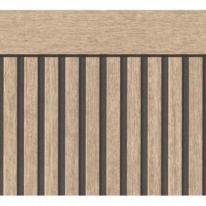 A.S. Creation Wood Slats Dado Panel Wallpaper - Natural/Black - Textured, Easy to Apply A.S. Creation Wood Slats Dado Panel Wallpaper - Natural/Black - Textured, Easy to Apply