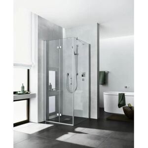 Porte pliante Diga de Kermi - Verre trempé, argent brillant, gauche - Publicité Porte pliante Diga de Kermi - Verre trempé, argent brillant, gauche - Publicité