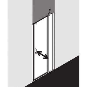 Porte battante Kermi argent brillant avec panneau fixe - Porte de douche - Publicité Porte battante Kermi argent brillant avec panneau fixe - Porte de douche - Publicité