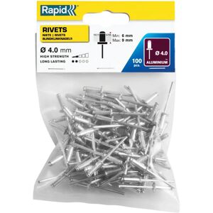 Rapid Aluminium Rivets - 4x12mm - Pack of 100 - Alluminium Rapid Aluminium Rivets - 4x12mm - Pack of 100 - Alluminium