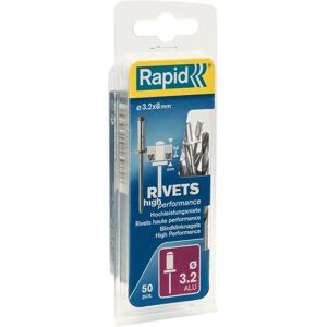 Rapid 5000383 High Performance Rivets - 3.2x8mm - Aluminum - Pack of 50 Rapid 5000383 High Performance Rivets - 3.2x8mm - Aluminum - Pack of 50