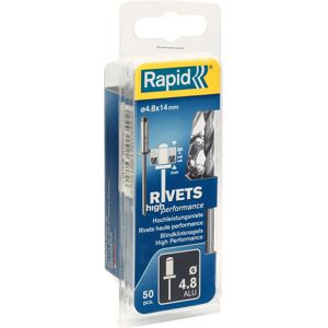 Rapid 5000389 Aluminium Rivets - 4.8x14mm, Pack of 50 - High Performance Rivets Rapid 5000389 Aluminium Rivets - 4.8x14mm, Pack of 50 - High Performance Rivets