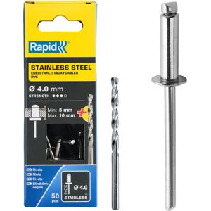 Rapid Stainless Steel Rivets - 4x14mm - Blister of 50 Rapid Stainless Steel Rivets - 4x14mm - Blister of 50