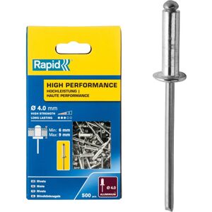 Rapid 5001434 Aluminium Rivets 4x12mm - High Performance Rivets Rapid 5001434 Aluminium Rivets 4x12mm - High Performance Rivets