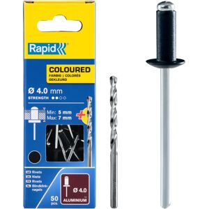 Rivets en aluminium Rapid 4x10mm - Noir - 50 pcs - Publicité Rivets en aluminium Rapid 4x10mm - Noir - 50 pcs - Publicité