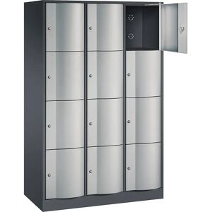 C+P Stauraumschrank - 12 Fächer, Stahl, Grau Schwarz RAL 7021 / Aluminium Weiß RAL 9006 C+P Stauraumschrank - 12 Fächer, Stahl, Grau Schwarz RAL 7021 / Aluminium Weiß RAL 9006
