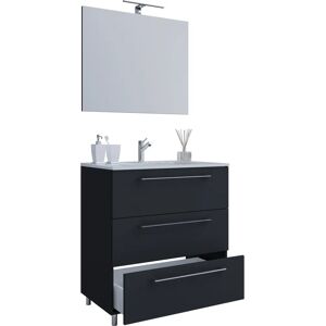 Conjunto de muebles de baño VCM negro - 3 piezas, incluye armario, espejo, lavabo Conjunto de muebles de baño VCM negro - 3 piezas, incluye armario, espejo, lavabo