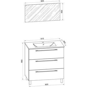 Set di mobili da bagno VCM - Bianco 80cm 3 pezzi Set di mobili da bagno VCM - Bianco 80cm 3 pezzi
