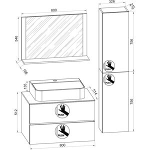 Set di Arredo Bagno Quercia Miele / Bianco - 4 Pezzi Set di Arredo Bagno Quercia Miele / Bianco - 4 Pezzi