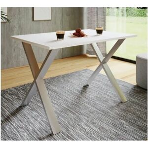 Mesa de comedor rectangular VCM Xona - Blanco y Plata - 110x80x76cm Mesa de comedor rectangular VCM Xona - Blanco y Plata - 110x80x76cm