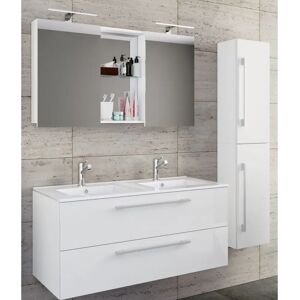 VCM Budasi Badezimmermöbel-Set - Weiß - Modernes Doppelwaschbecken VCM Budasi Badezimmermöbel-Set - Weiß - Modernes Doppelwaschbecken