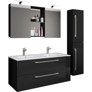 Conjunto de Muebles de Baño Negro VCM - Doble Lavabo y Almacenamiento Moderno Conjunto de Muebles de Baño Negro VCM - Doble Lavabo y Almacenamiento Moderno