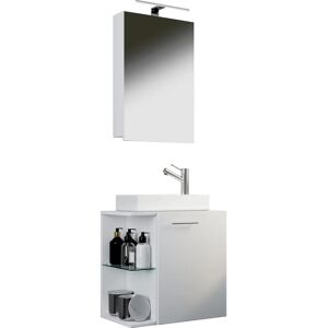 VCM Hausa 3-teiliges Badezimmer-Set mit Spiegel und Waschbecken - Weiß VCM Hausa 3-teiliges Badezimmer-Set mit Spiegel und Waschbecken - Weiß