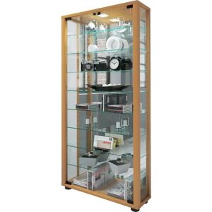 Mærke Model Bøg - Moderne vitrineskab med spejl & LED - 115x59x18cm Mærke Model Bøg - Moderne vitrineskab med spejl & LED - 115x59x18cm