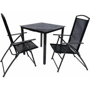 VCM Gartenmöbel-Set - 3-tlg., Tisch & Faltstühle, Schwarz VCM Gartenmöbel-Set - 3-tlg., Tisch & Faltstühle, Schwarz