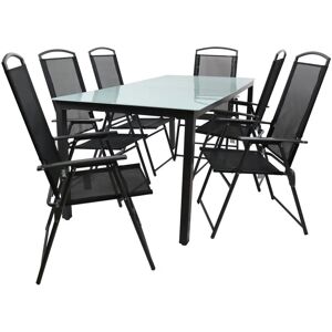 Conjunto de Muebles de Jardín VCM 7 Piezas - Negro - Muebles de Jardín Conjunto de Muebles de Jardín VCM 7 Piezas - Negro - Muebles de Jardín
