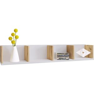 VCM Honsa Étagère Murale - 97cm Blanc & Chêne miel - Publicité VCM Honsa Étagère Murale - 97cm Blanc & Chêne miel - Publicité