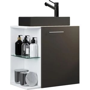 Juego de Muebles de Baño VCM Hausa - Lavabo de Cerámica, Estantería de Vidrio, 2 Piezas Juego de Muebles de Baño VCM Hausa - Lavabo de Cerámica, Estantería de Vidrio, 2 Piezas