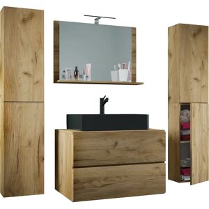 Conjunto de Muebles de Baño de Roble Miel de VCM - Lavabo de Cerámica Moderno Conjunto de Muebles de Baño de Roble Miel de VCM - Lavabo de Cerámica Moderno