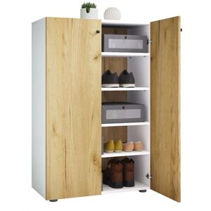 VCM Lona XL Skoskap - 5 Rom, Hvit, Honning eik, Eik VCM Lona XL Skoskap - 5 Rom, Hvit, Honning eik, Eik