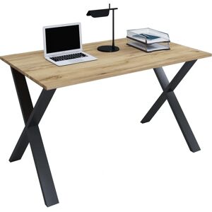 Escritorio de oficina rectangular VCM Lona - Marco en X, Madera de roble, 140x80cm Escritorio de oficina rectangular VCM Lona - Marco en X, Madera de roble, 140x80cm