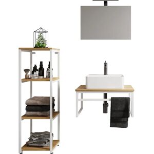 VCM 60cm Badezimmer Set - Holz Metall Modern Stil VCM 60cm Badezimmer Set - Holz Metall Modern Stil