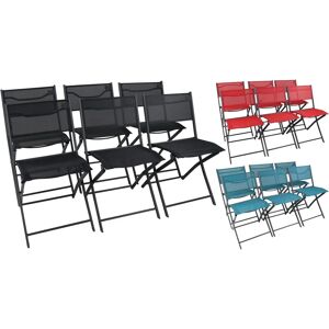 Conjunto de 6 Sillas de Jardín VCM - Textilene, Azul - Muebles de Jardín Conjunto de 6 Sillas de Jardín VCM - Textilene, Azul - Muebles de Jardín