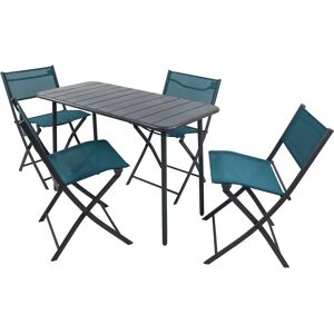 VCM Gartenset - Tisch & 4 Stühle, Blau, 110cm - Gärtner Set VCM Gartenset - Tisch & 4 Stühle, Blau, 110cm - Gärtner Set