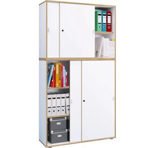 VCM Honning Eik Hvit Kontor Skap - 5 Hyller - 100cm VCM Honning Eik Hvit Kontor Skap - 5 Hyller - 100cm