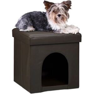 RELAXDAYS Pet Cube Stool Synthetic Leather Brown RELAXDAYS Pet Cube Stool Synthetic Leather Brown