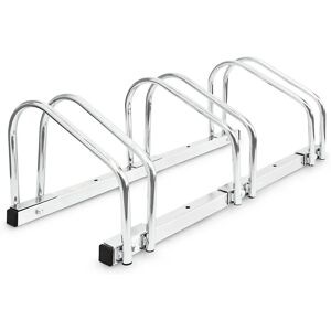 Relaxdays Bike Stand - Chrome Steel, Wall or Floor Mount, 3 Bikes Relaxdays Bike Stand - Chrome Steel, Wall or Floor Mount, 3 Bikes