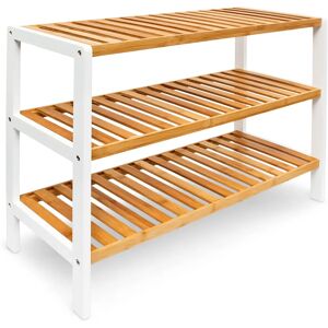 Relaxdays Bamboo Shoe Rack - 3 Shelves for 9 Pairs, Natural Bamboo Relaxdays Bamboo Shoe Rack - 3 Shelves for 9 Pairs, Natural Bamboo