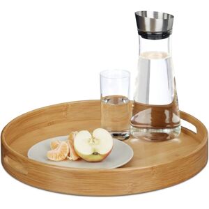 Relaxdays Bamboo Round Tray with Handles - Tray/Feeder Relaxdays Bamboo Round Tray with Handles - Tray/Feeder