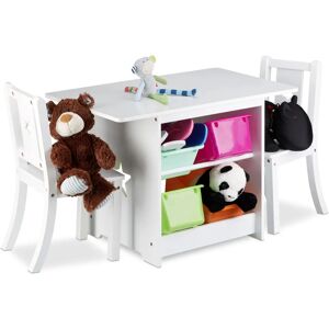 Relaxdays Children's White Furniture Set with Storage, Table & Chairs Relaxdays Children's White Furniture Set with Storage, Table & Chairs