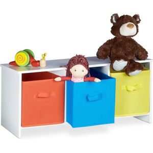 Banquette de rangement enfant Albus avec paniers colorés - Publicité Banquette de rangement enfant Albus avec paniers colorés - Publicité