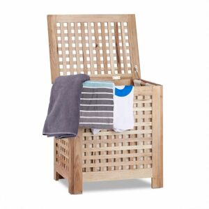 Cesto de ropa sucia de madera con tapa y bolsón extraíble - Relaxdays Cesto de ropa sucia de madera con tapa y bolsón extraíble - Relaxdays