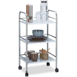 Relaxdays Kitchen Cart - 3 Shelf White Compact Utility Relaxdays Kitchen Cart - 3 Shelf White Compact Utility