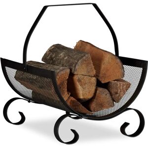 Relaxdays Steel Firewood Basket with Handle - Firewood Storage Bin Relaxdays Steel Firewood Basket with Handle - Firewood Storage Bin
