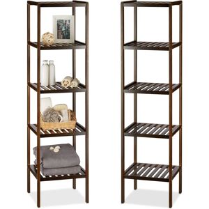 Relaxdays Bamboo Shelves - 2 Units, 5 Tier Storage - Bathroom & Kitchen Relaxdays Bamboo Shelves - 2 Units, 5 Tier Storage - Bathroom & Kitchen