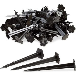 RELAXDAYS Plastic Ground Stakes - 100 Pack - 11.5cm - Black - Ground Stakes RELAXDAYS Plastic Ground Stakes - 100 Pack - 11.5cm - Black - Ground Stakes