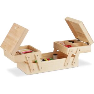 Relaxdays Wooden Sewing Box - Natural, 5 Compartments Relaxdays Wooden Sewing Box - Natural, 5 Compartments