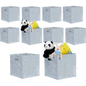 RELAXDAYS 10 Felt Storage Baskets - 30x30x30 cm, Handles, Gray RELAXDAYS 10 Felt Storage Baskets - 30x30x30 cm, Handles, Gray