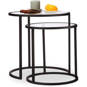 Relaxdays Black Glass Side Tables Set - 50.5x50x50 cm Relaxdays Black Glass Side Tables Set - 50.5x50x50 cm
