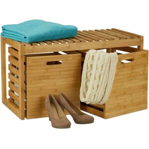 Relaxdays Storage Bench with 2 Baskets Bamboo Hall Bathroom - Storage Relaxdays Storage Bench with 2 Baskets Bamboo Hall Bathroom - Storage