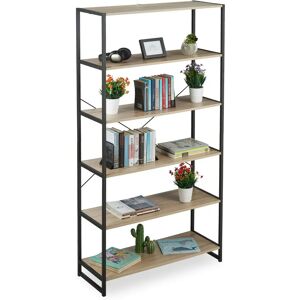 Relaxdays Wooden Industrial Shelf with 6 Shelves - Bookcase Relaxdays Wooden Industrial Shelf with 6 Shelves - Bookcase