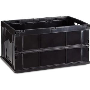 Relaxdays 2x Storage Box - Foldable, Stackable - 60L - Black Relaxdays 2x Storage Box - Foldable, Stackable - 60L - Black